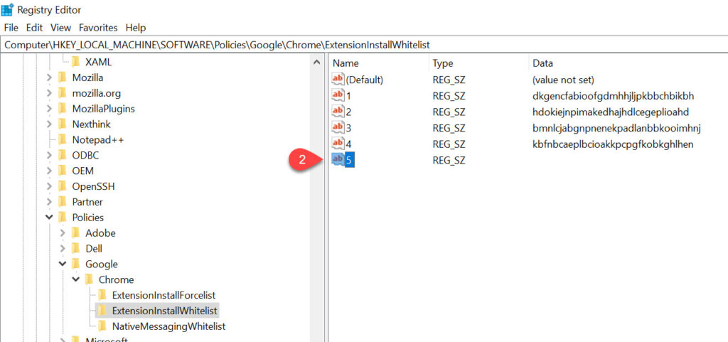 Enable Blocked extensions in Chrome in Windows Registry Add