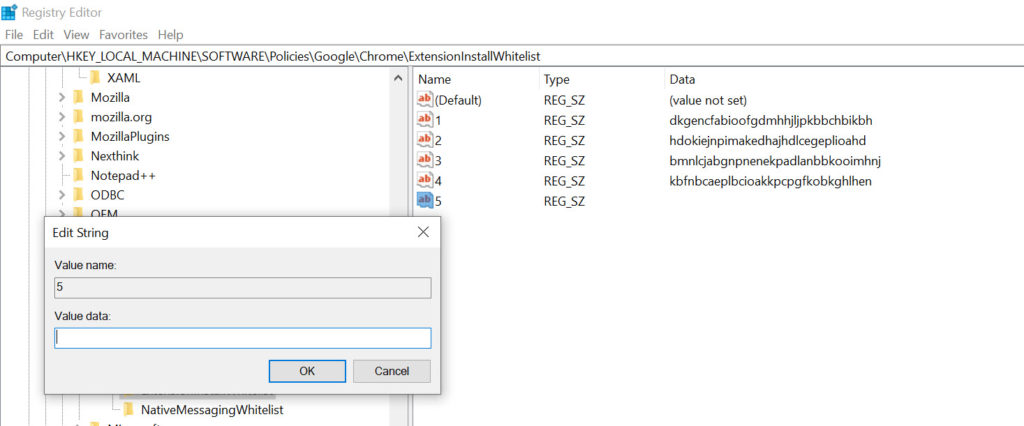 Enable Blocked extensions in Chrome in Windows Registry Edit